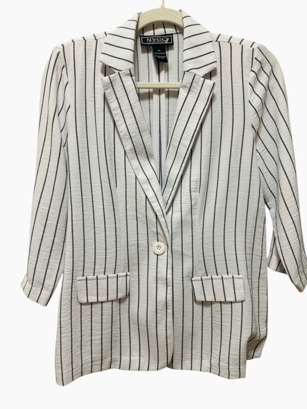 NYC White Blazer with Black Pinstripes